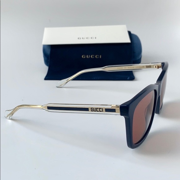 Gucci Sunglasses GG0558S 005 Blue / Crystal / Red - Picture 2 of 7